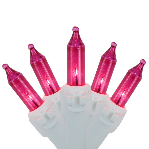 Northlight 50 - Count Pink Mini Christmas Light Set, 10 ft White Wire