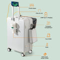 24 in Checked Luggage with Front Pocket, USB Charging Port, Built - in Lock Carry on Suitcase, Cup Holder and Phone Holder, Medium Hardside Suitcase with Spinner Wheels, White