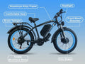 5000W (Peak) Electric - Bike for Adults, 60V 25AH Battery Electric Motorcycle, Dual - Motor - Ebike 50MPH Ebike, 26*4.0 Fat Tire Electric - Bicycle, AWD 21 - Speed Mountain Bike for All - Road UL 2849