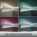 7 - Piece 94.5 (55.12 Ft) Crown Molding with Duct Kit for Seamless Ambient Home Accent Lighting | Waterproof Channel for Easy LED Strip Installation (CROWN MOLDING WITH LED DUCT)
