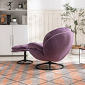 Velvet Swivel Accent Chair with Ottoman, Modern Chaise Lounge Chair with Metal Frame and Footstool, Comfy Armchair Reading Chair for Living Room Bedroom Office, Blue