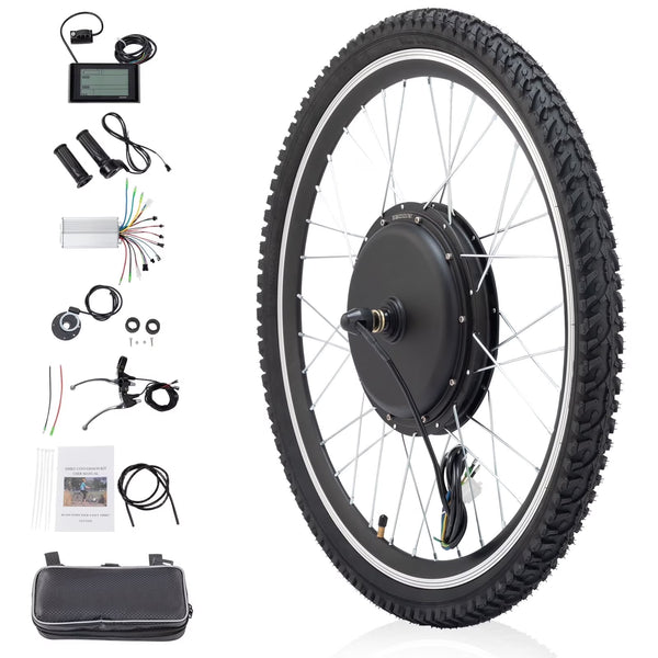 Ktaxon 48V 1000W Electric Bicycle Motor Kit, 26" Front Wheel E - Bike Conversion Kit W/ LCD Display (without Battery)
