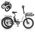ABORON 3.0 Fat Tire Electric Trike for Senior Foldable E - Bike, 500W Motorized Tricycle Adult 20" Folding 3 Wheel Electric Commute Bike Trike W/48V Battery and Storage Baskets