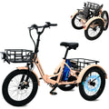 ABORON 3.0 Fat Tire Electric Trike for Senior Foldable E - Bike, 500W Motorized Tricycle Adult 20" Folding 3 Wheel Electric Commute Bike Trike W/48V Battery and Storage Baskets