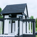 Backyard Discovery Canyon Creek Cedar Wood Swing Set with Wave Slide. Clubhouse. Play Kitchen. Picnic Area. Belt Swings. Web Swing. Rock Wall. Balconies. Playhouse. Step Ladder. Outdoor Playset