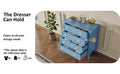 6 Drawer Dresser, Light Blue Elegant Chest of Drawers, Large Cabinet with Storage, Rustic Wood Chest of Drawers for Bedroom, Living Room, Hallway