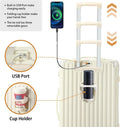 20 in Carry on Luggage with Cup Holder & USB Port, Airline Approved TSA - Locked Luggage, Lightweight PC Material Travel Suitcase with 360 Spinner Wheel