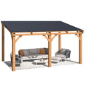 AECOJOY 14' x 10' Outdoor Wooden Gazebo, Patio Lean to Hardtop Pergolas and Gazebos