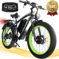5000W (Peak) Electric - Bike for Adults, 60V 25AH Battery Electric Motorcycle, Dual - Motor - Ebike 50MPH Ebike, 26*4.0 Fat Tire Electric - Bicycle, AWD 21 - Speed Mountain Bike for All - Road UL 2849