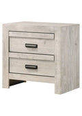 3pc Rustic Beige Gray Finish Bedroom Furniture Queen Size Bed Nightstand Chest Set