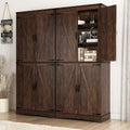 71" Tall Farmhouse Kitchen Pantry Cabinet, 5 Layers Storage Cabinet with Adjustable Shelves, Farmhouse Pantry Cabinet with 4 Barn Doors for Kitchen, Dining Room, Bathroom, Living Room, Rustic White