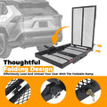 HECASA Hitch Mounted Cargo Carrier Mobility Scooter and Wheelchair Carrier Rack with Loading Ramp Luggage Basket Disability Medical Lift Rack