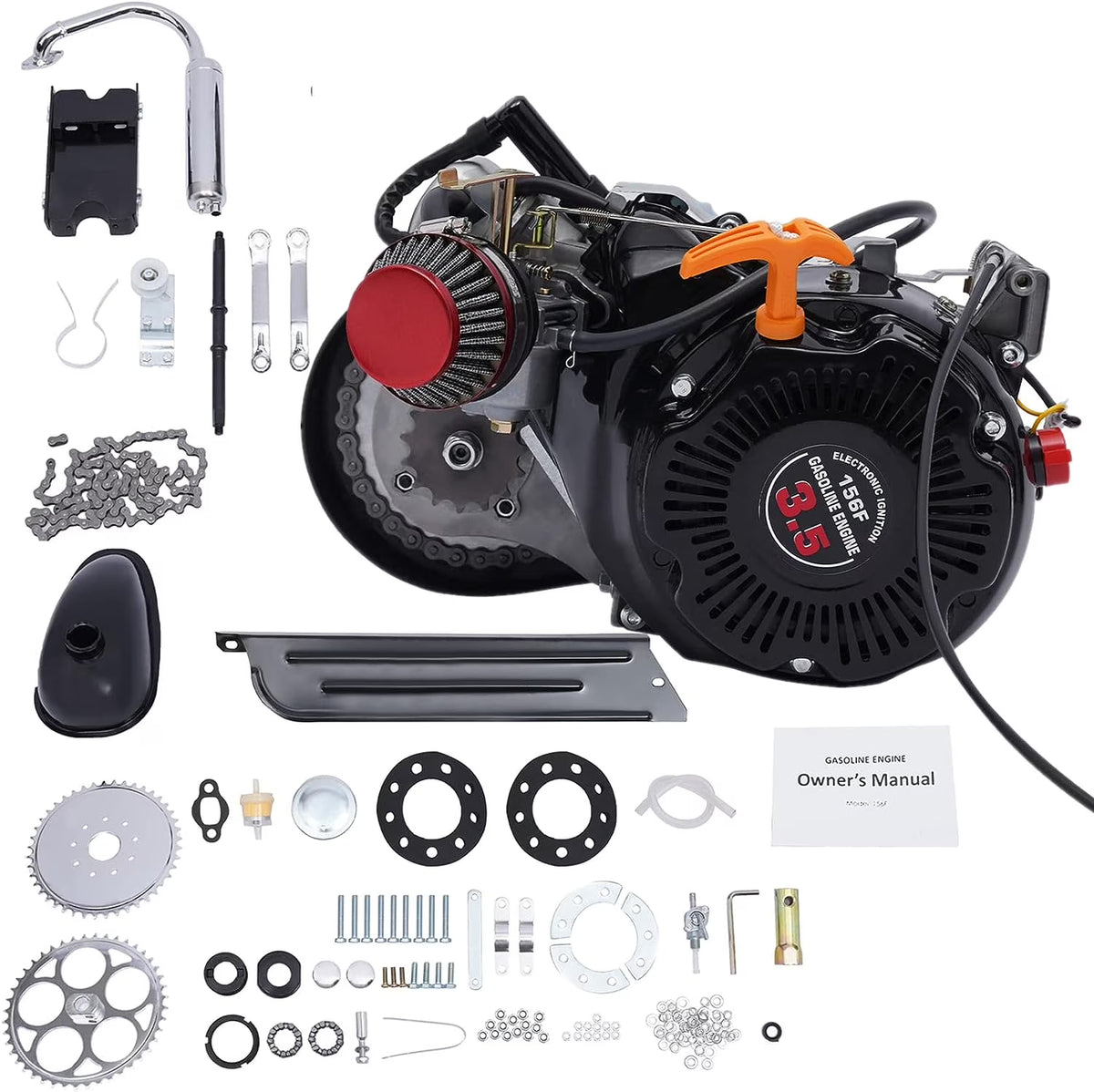 Aiqidi Full Set 100CC 4 - Stroke Bicycle Engine Kit Gas Motorized Motor Bike Modified Engine Conversion Kit Chain Drive 3HP 3600rpm