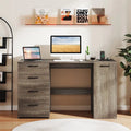 53" Computer Desk with 4 Storage Drawers & Cabinet, Home Office Desk w/ Charging Station, Adjustable Shelf & Cable Management for Study, Makeup