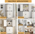 71" Tall Farmhouse Kitchen Pantry Cabinet, 5 Layers Storage Cabinet with Adjustable Shelves, Farmhouse Pantry Cabinet with 4 Barn Doors for Kitchen, Dining Room, Bathroom, Living Room, Rustic White