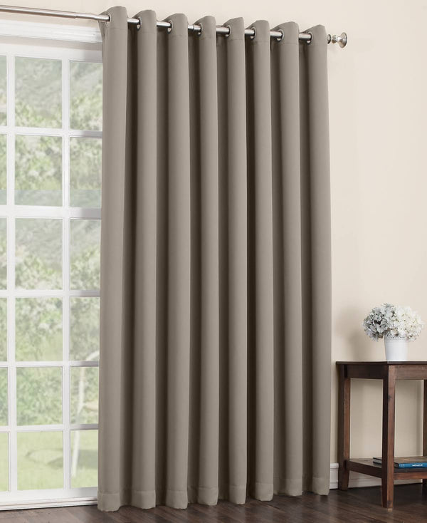 Sun Zero Jonah Extra Wide Blackout Patio Curtain Panel Stone