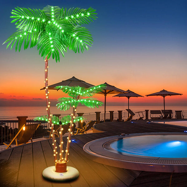 Lighted Palm Tree for Outside Patio Yard Party Pool - 6FT-3-Tree-Solar