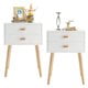 Syngar Nightstand Set of 2, Bedroom Bedside Table with 2 Drawer Storage Shelf, Simple Modern Night Stand End Table with Wood Handle, Easy Assembly, Suitable for Living Room Bedroom Furniture, White - Style 3#White