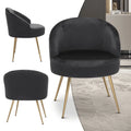 Monibloom Velvet Accent Chair, Modern Upholstered Single Sofa Side Chair, Comfy Barrel Club Living Room Armchair with Golden Metal Legs for Bedroom Reading Room Office, Black