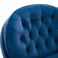 Velvet Swivel Accent Chair with Ottoman, Modern Chaise Lounge Chair with Metal Frame and Footstool, Comfy Armchair Reading Chair for Living Room Bedroom Office, Blue