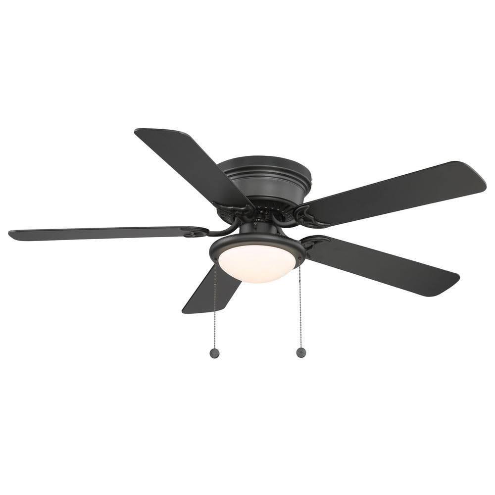 Hugger 52 in. LED Indoor Black Ceiling Fan with Light Kit