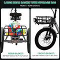 ABORON 3.0 Fat Tire Electric Trike for Senior Foldable E - Bike, 500W Motorized Tricycle Adult 20" Folding 3 Wheel Electric Commute Bike Trike W/48V Battery and Storage Baskets