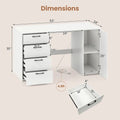 53" Computer Desk with 4 Storage Drawers & Cabinet, Home Office Desk w/ Charging Station, Adjustable Shelf & Cable Management for Study, Makeup
