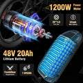 Ridstar Electric Bike for Adults Q20, 1200W 30MPH, 48V 15.6ah Electric Bicycle, 7 Speed Full Suspension Mountain Bike UL2849