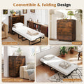 Cot Size Murphy Cabinet Bed with Mattress, 2-in-1 Folding Rollaway Guest Bed into Storage Cabinet with Lockable Wheels for Home Office