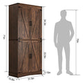 71" Tall Farmhouse Kitchen Pantry Cabinet, 5 Layers Storage Cabinet with Adjustable Shelves, Farmhouse Pantry Cabinet with 4 Barn Doors for Kitchen, Dining Room, Bathroom, Living Room, Rustic White