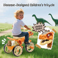 Xuanlur Kids Ride on Dinosaur Tricycle, Toddlers Kid Trike with Wide Flash Wheels, Anti - Slip Pedals, Rear Basket, Music & LED Lights, Toddler Bike Toys Gift for 3 - 6 Year Old Boys & Girls (Green)