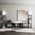 Modern Iron Shelf Floor Lamp with 3 - Way Dimmable LED Bulb, Shelves and White Shade for Living Room and Bedroom(Black)