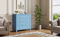 6 Drawer Dresser, Light Blue Elegant Chest of Drawers, Large Cabinet with Storage, Rustic Wood Chest of Drawers for Bedroom, Living Room, Hallway