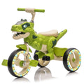 Xuanlur Kids Ride on Dinosaur Tricycle, Toddlers Kid Trike with Wide Flash Wheels, Anti - Slip Pedals, Rear Basket, Music & LED Lights, Toddler Bike Toys Gift for 3 - 6 Year Old Boys & Girls (Green)