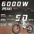 6000W(Peak) Motor 60V/35ah Battery, Freego X2pro Electric Motorcycle for Adults, Electric Bike 50MPH/7 Speed Off Road Electric Bicycle, 19x2 Full Suspension/Four - Piston Hydraulic Brake UL2849MTB