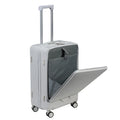 24 in Checked Luggage with Front Pocket, USB Charging Port, Built - in Lock Carry on Suitcase, Cup Holder and Phone Holder, Medium Hardside Suitcase with Spinner Wheels, White