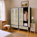 GOMYHOME - Accent Cabinet with Rattan Doors & Drawer, Modern Storage Armoire for Living Room, Bedroom, Natural Wood Finish