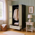 GOMYHOME - Accent Cabinet with Rattan Doors & Drawer, Modern Storage Armoire for Living Room, Bedroom, Natural Wood Finish