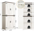 71" Tall Farmhouse Kitchen Pantry Cabinet, 5 Layers Storage Cabinet with Adjustable Shelves, Farmhouse Pantry Cabinet with 4 Barn Doors for Kitchen, Dining Room, Bathroom, Living Room, Rustic White