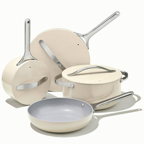 Caraway Home Non-Stick Ceramic Cookware Set, 7-Piece Cream